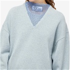 Raf Simons Women's Loose Fit V-Neck Sweater in Light Blue