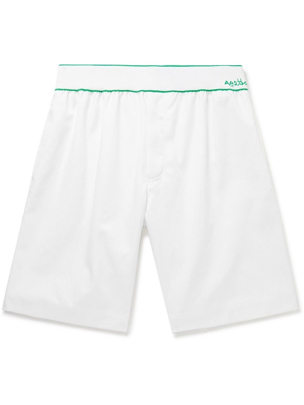 Photo: Bottega Veneta - Wide-Leg Logo-Embroidered Cotton-Twill Shorts - White