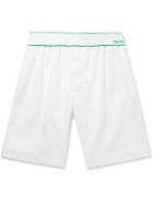 Bottega Veneta - Wide-Leg Logo-Embroidered Cotton-Twill Shorts - White