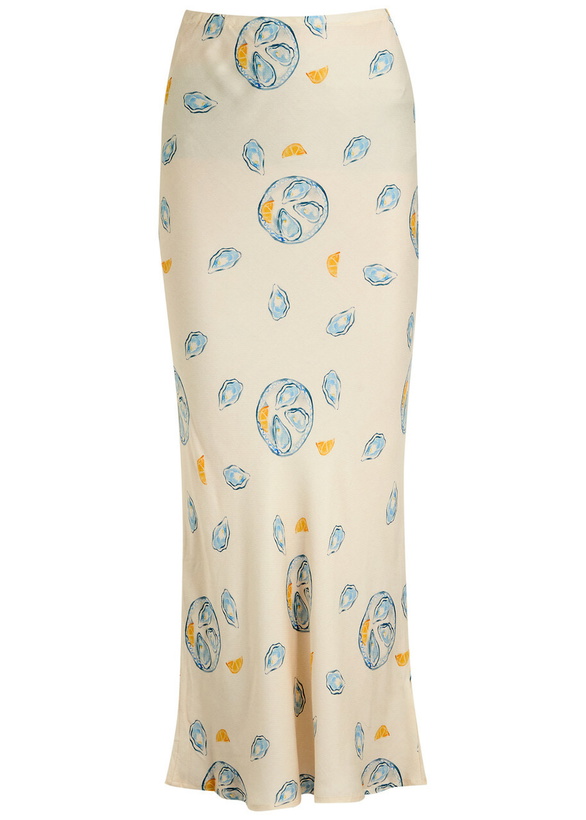 Photo: Never Fully Dressed Oyster Doris Satin Midi Skirt White