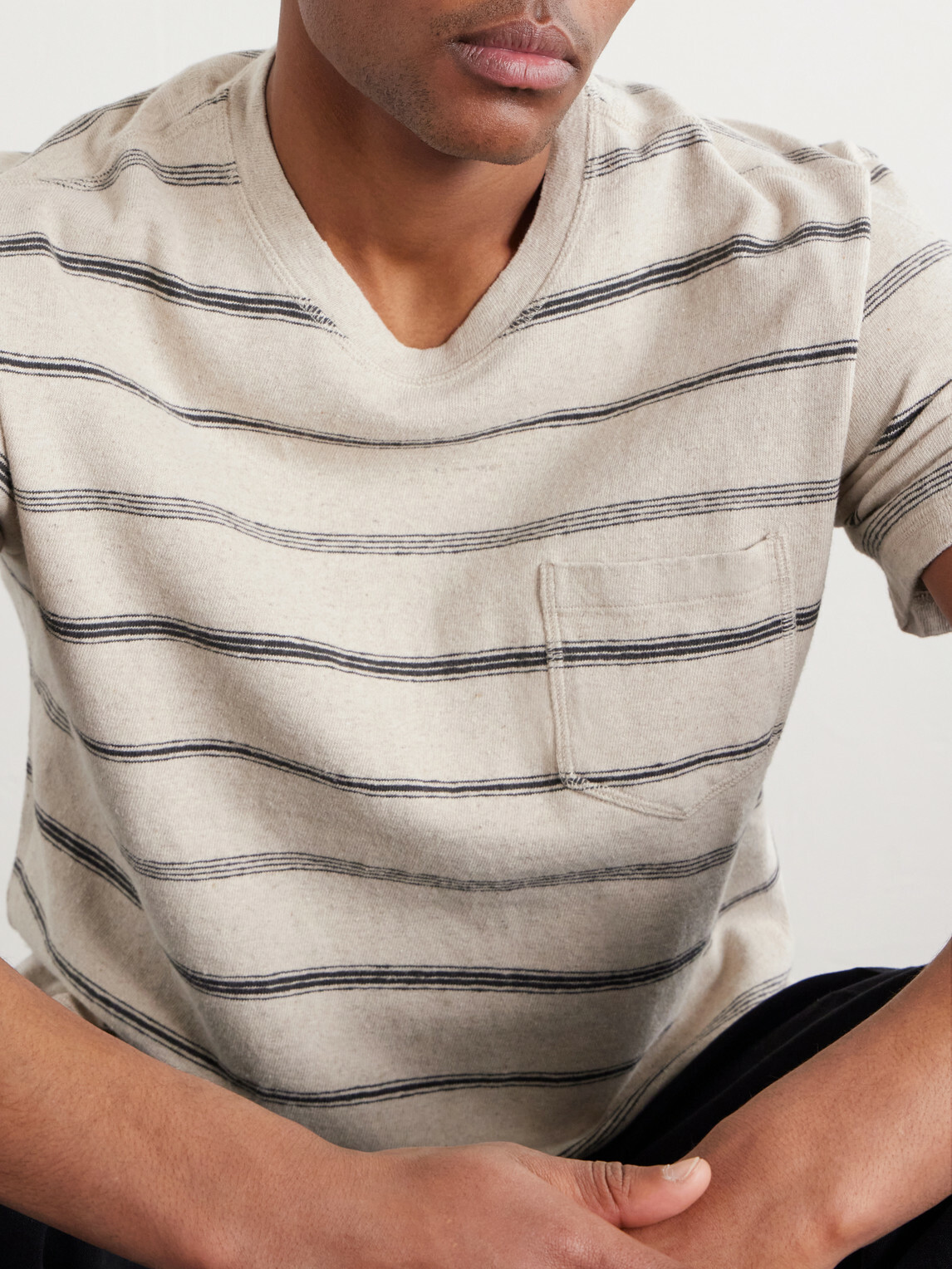Mr P. - Striped Cotton-Jersey T-Shirt - Neutrals