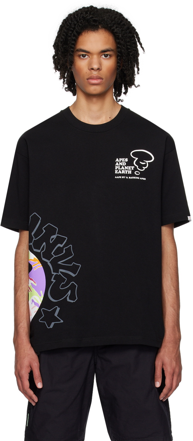 AAPE by A Bathing Ape Black Moonface T-Shirt AAPE by A Bathing Ape