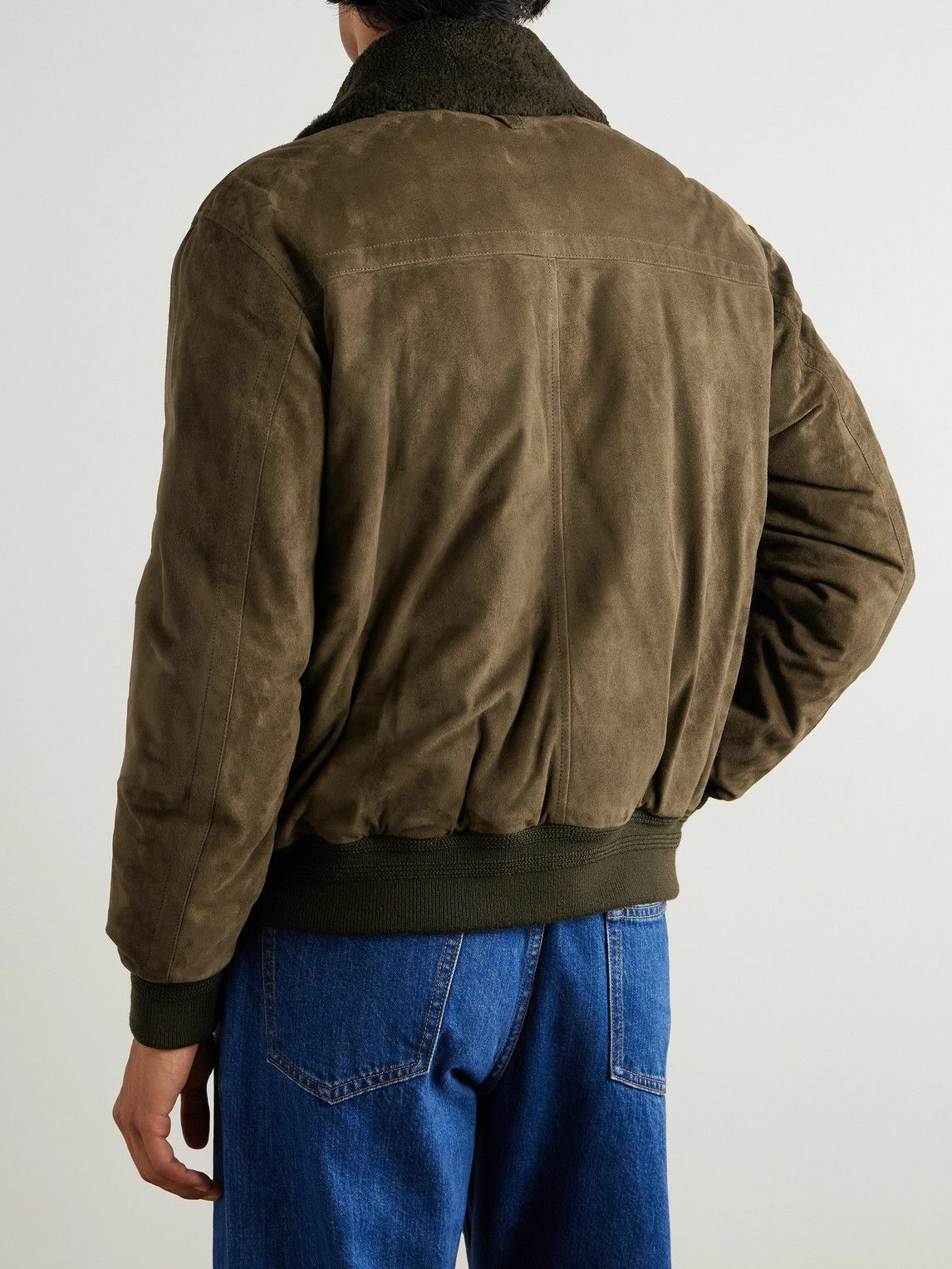 Valstar - Cudden Shearling-Trimmed Suede Down Aviator Jacket - Green
