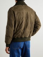 Valstar - Cudden Shearling-Trimmed Suede Down Aviator Jacket - Green