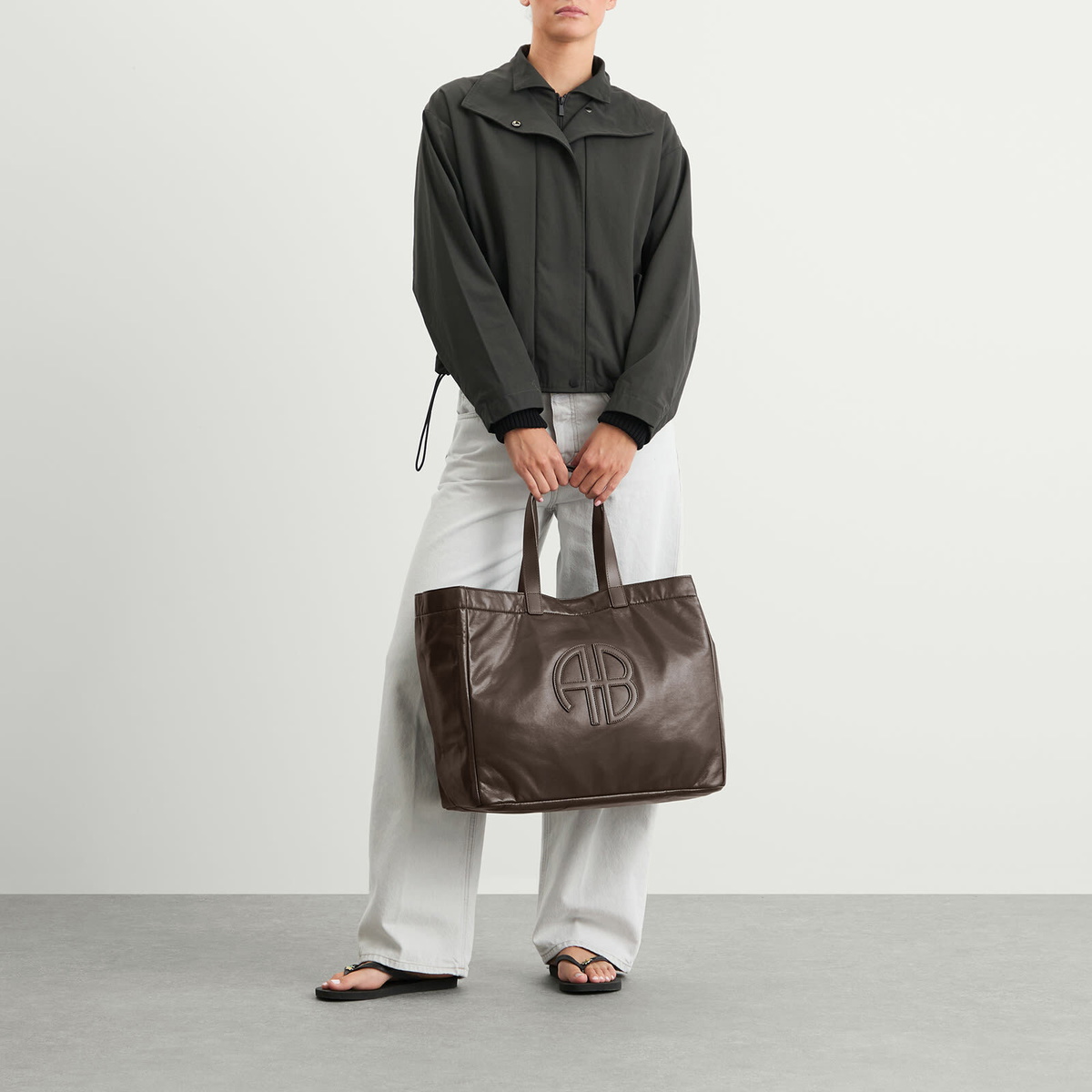 Anine Bing Women's Large Rio Tote Bag in Dark Brown 