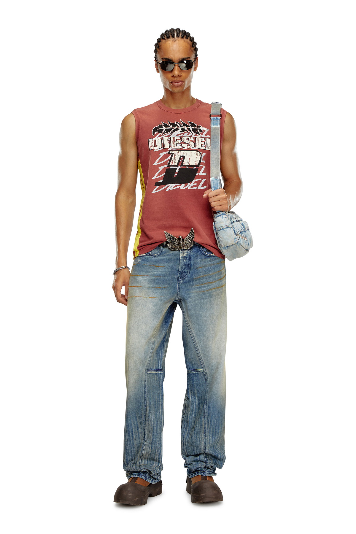 Diesel Sun-faded tank top with side bands - T-Shirts Mens in