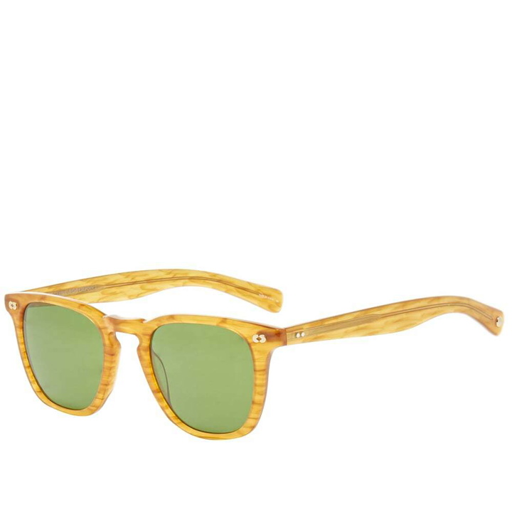 Photo: Garrett Leight Men's Brooks X 48 10th Anniversary Limited Edition Sunglasses in Butterscotch/Pure Green