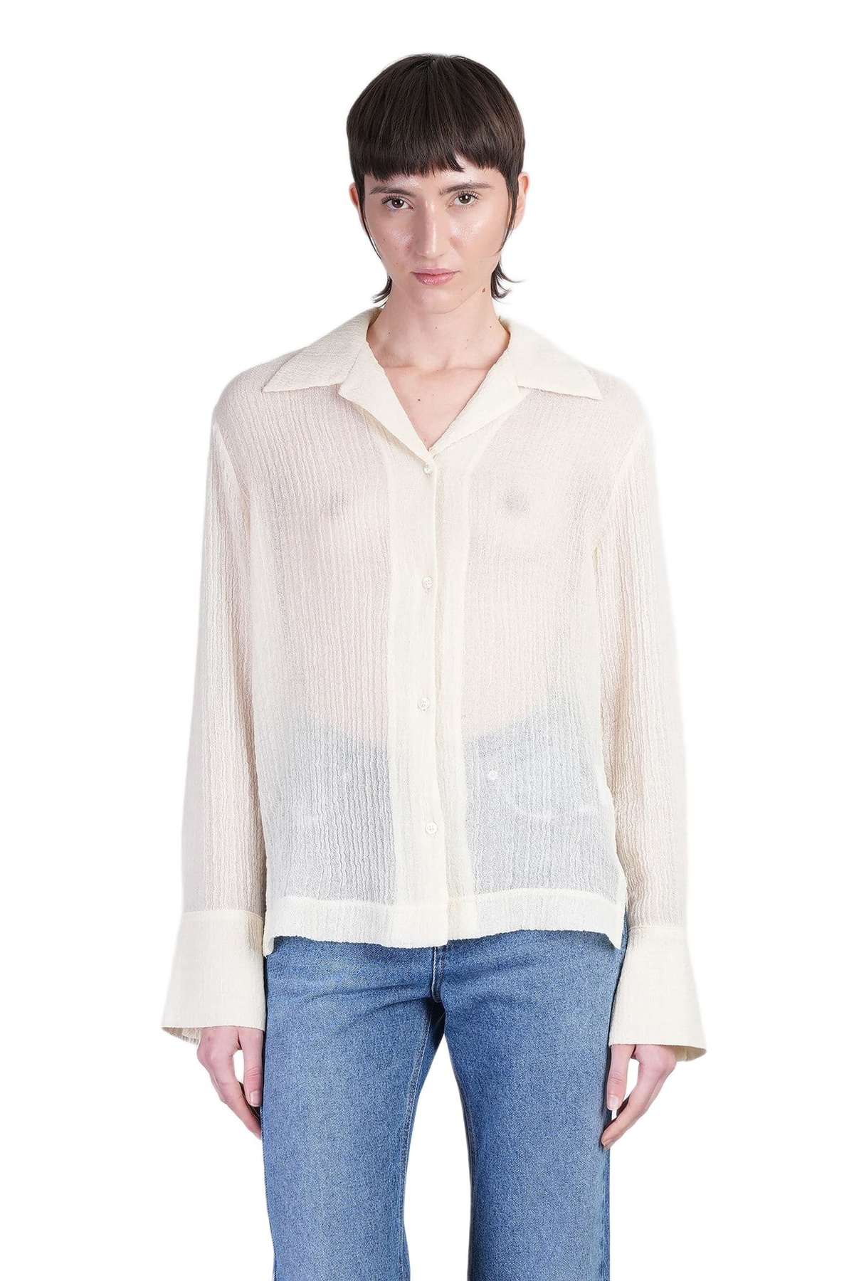 Séfr Willow Shirt In Beige Wool