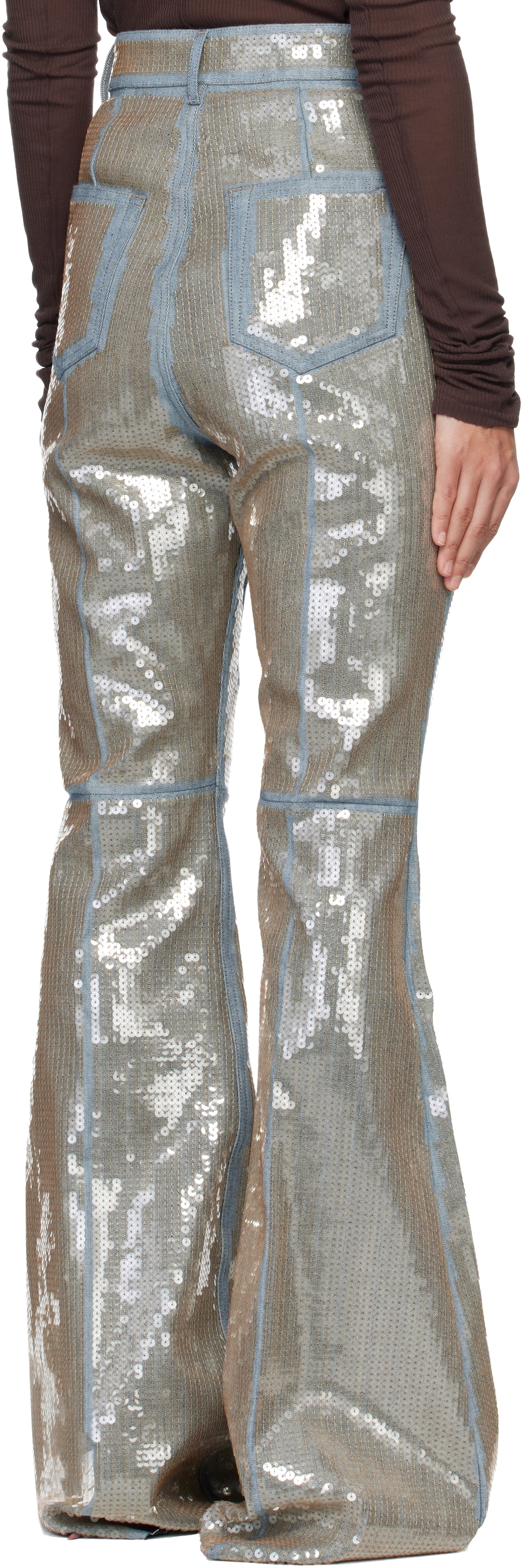 Rick Owens Blue & Beige Temple Bolan Bootcut Jeans
