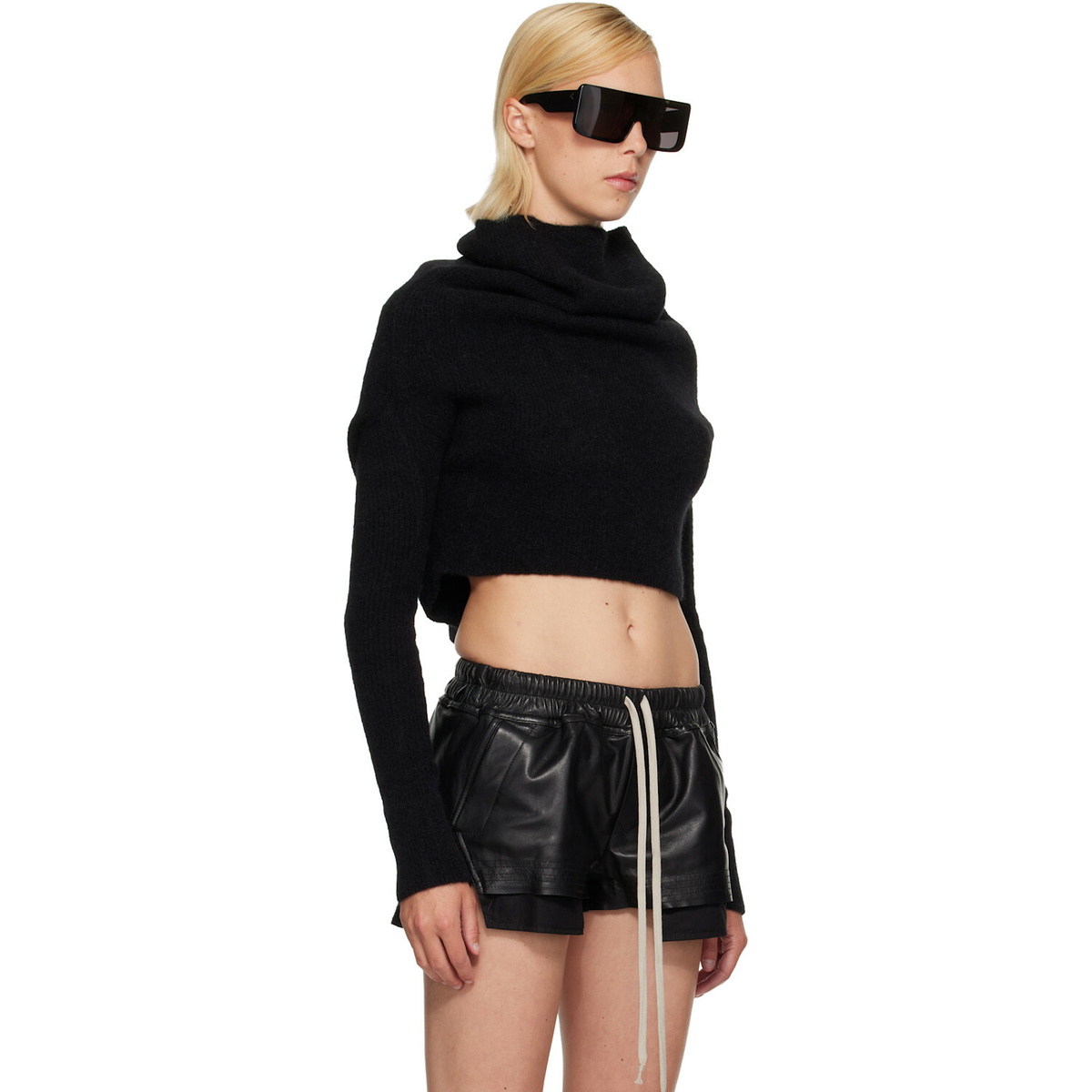 Rick Owens Black Tower LS Cowl Sweater