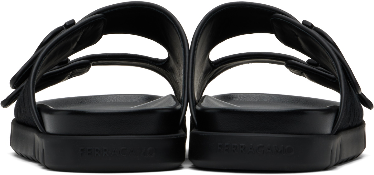 Ferragamo Black Double-Strap Sandals Salvatore Ferragamo