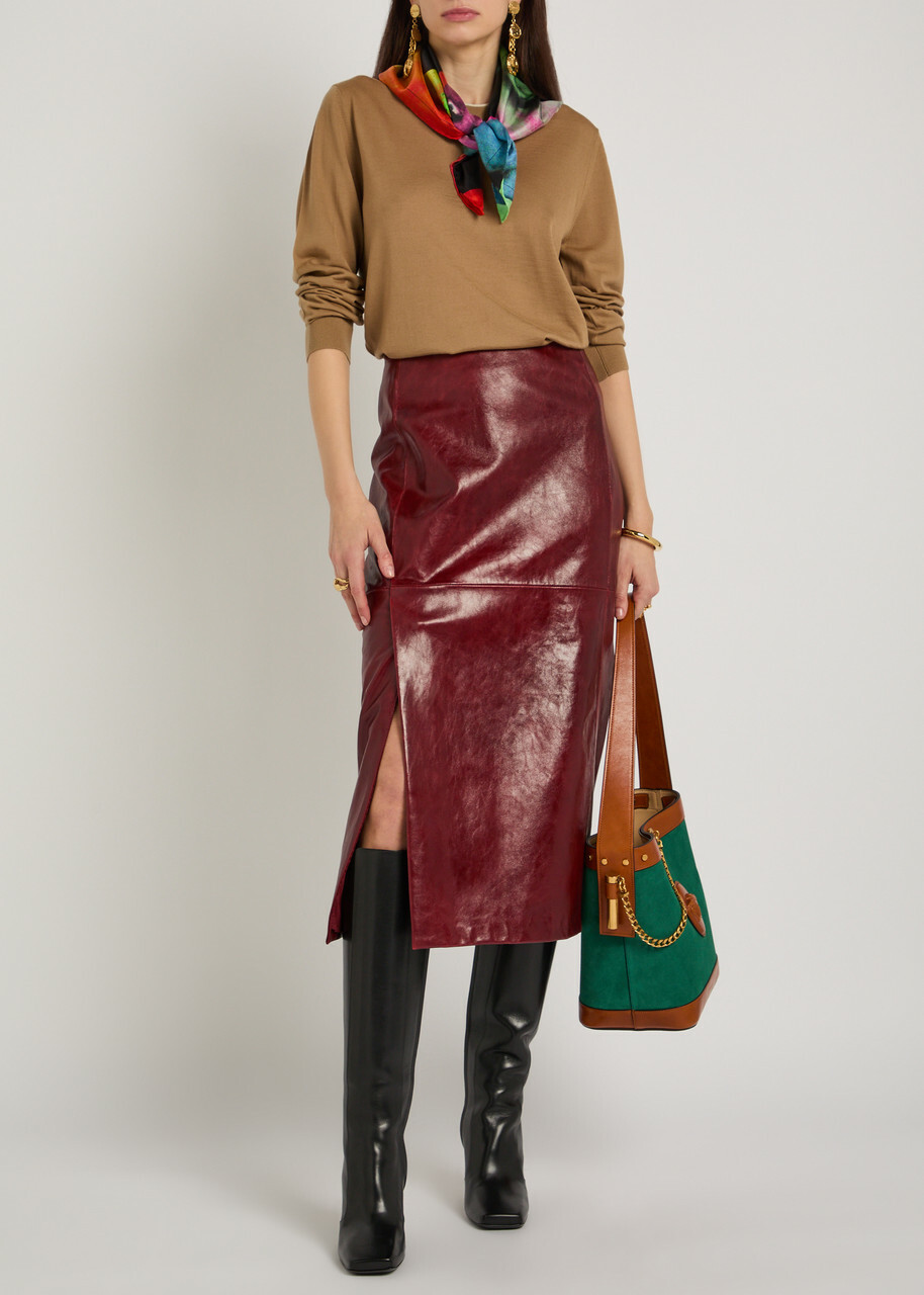 Versace Layered-neck Wool-blend Jumper Camel