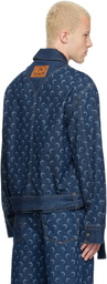 Marine Serre Blue Belted Trucker Denim Jacket