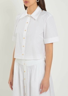 Tory Burch Romy Cropped Stretch Cotton-poplin Shirt White