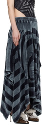 Masha Popova Blue Handkerchief Tracksuit Plush Maxi Skirt