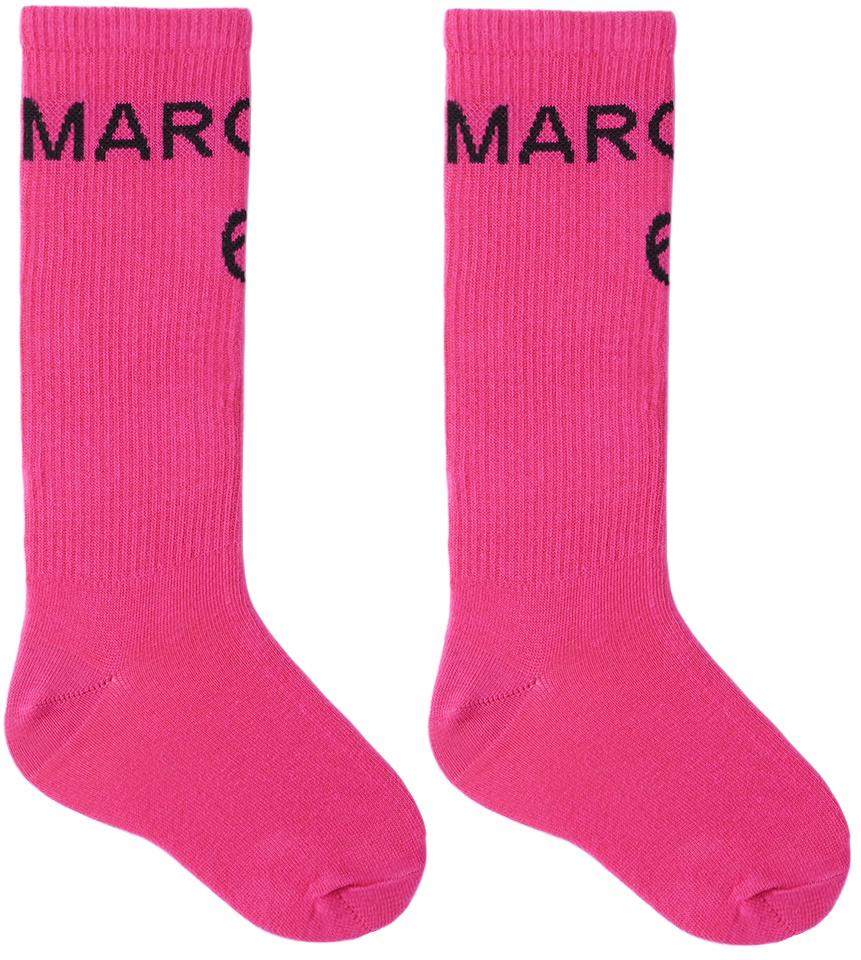 MM6 Maison Margiela Kids Pink Jacquard Socks MM6 Maison Margiela