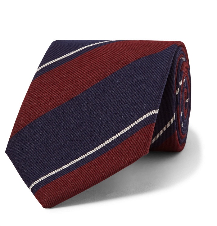 Photo: Bigi - Striped Wool and Cotton-Blend Twill Tie - Blue