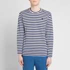 Comme des Garçons Play Men's Little Black Heart Long Sleeve Stripe in Navy