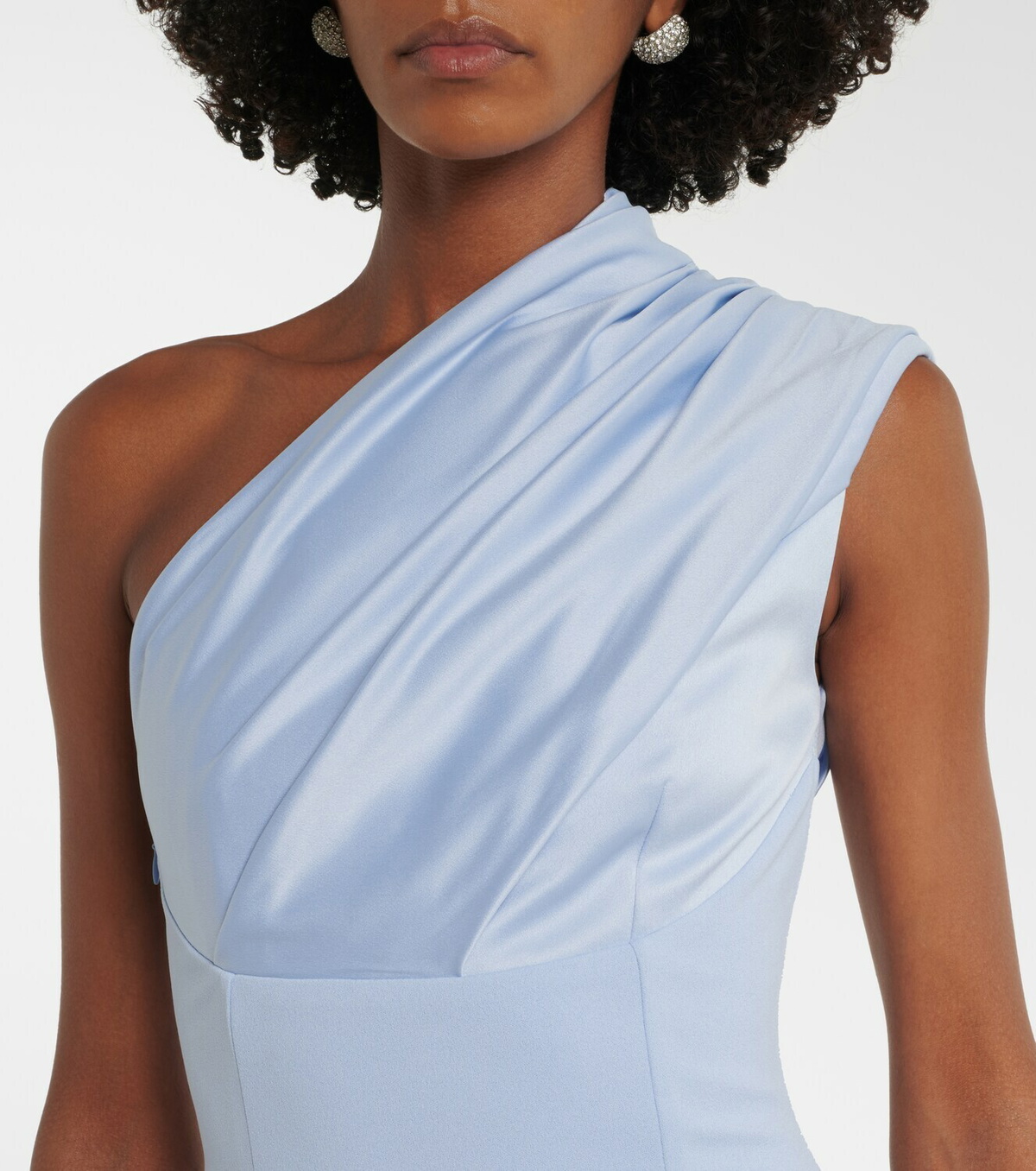Solace London Gracie one-shoulder satin-trimmed gown