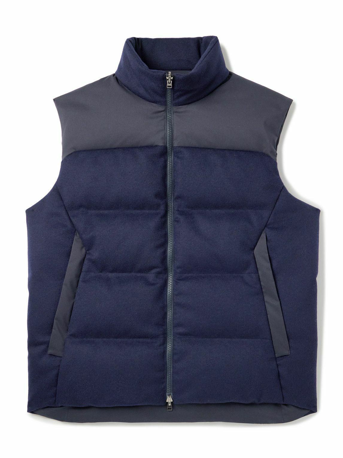 SEASE - Reversible Quilted Shell and Brushed Cashmere Down Gilet - Blue