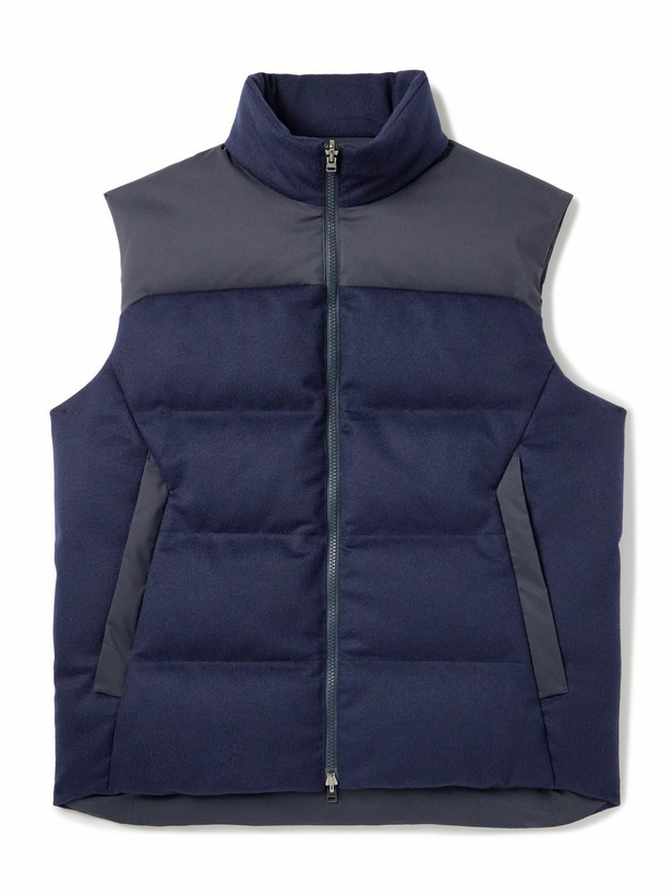 Photo: SEASE - Reversible Quilted Shell and Brushed Cashmere Down Gilet - Blue