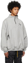 Rhude Grey Embroidered Quarter-Zip Sweater