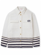 Valentino Garavani - Logo-Embroidered Striped Tweed Overshirt - White
