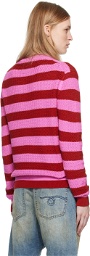 Guest in Residence Pink & Red Net Stripe Sweater