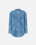 Pinko V Neck Bandana Print Denim Blouse Light Wash
