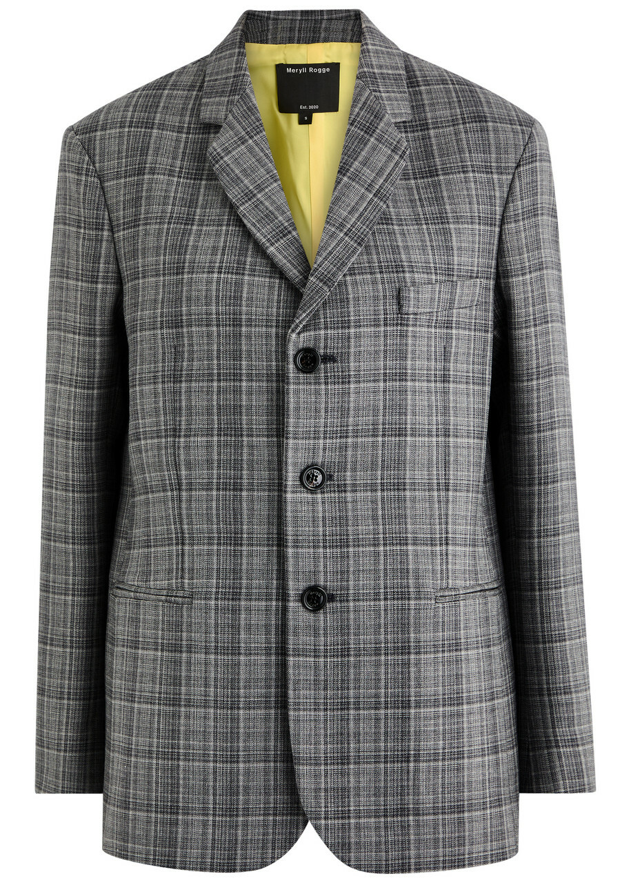Meryll Rogge Checked Wool Blazer Grey