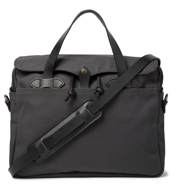 Photo: Filson - Original Leather-Trimmed Twill Briefcase - Charcoal
