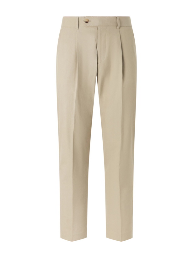 Photo: Paul Smith - Straight-Leg Pleated Organic Cotton-Twill Trousers - Brown