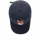 Maison Kitsuné Men's Large Fox Head Embroidery 6P Cap in Navy