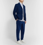 Mr P. - Tapered Pleated Cotton-Blend Moleskin Suit Trousers - Blue