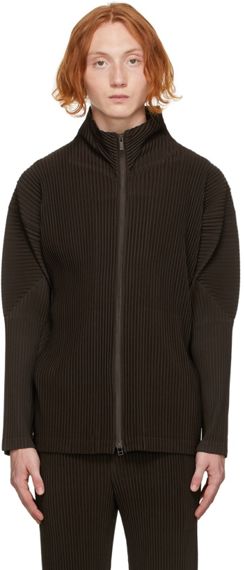 Photo: Homme Plissé Issey Miyake Brown Color Pleats Zip-Up Jacket