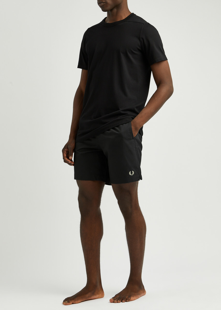 Fred Perry Logo embroidered Shell Swim Shorts Black