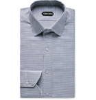 TOM FORD - Blue Slim-Fit Cutaway-Collar Puppytooth Cotton Shirt - Blue