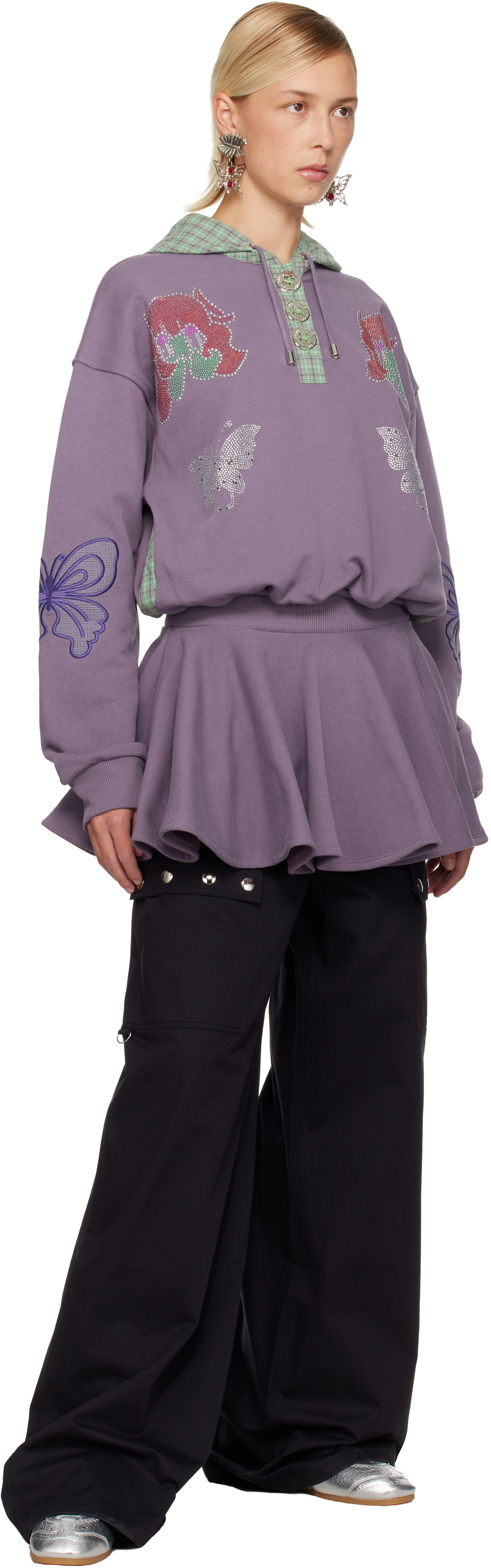 Chopova Lowena Purple Quimby Hooded Midi Dress