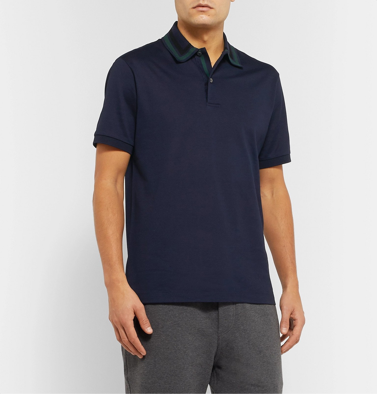 Paul Smith - Contrast-Tipped Cotton-Piqué Polo Shirt - Blue Paul Smith