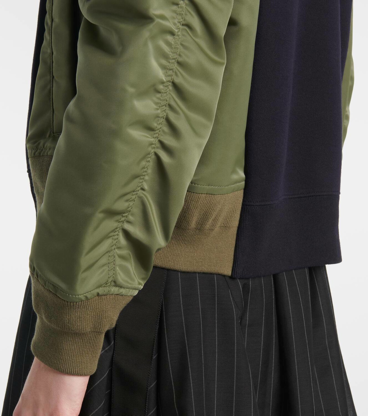 Sacai Paneled jersey and twill sweatshirt