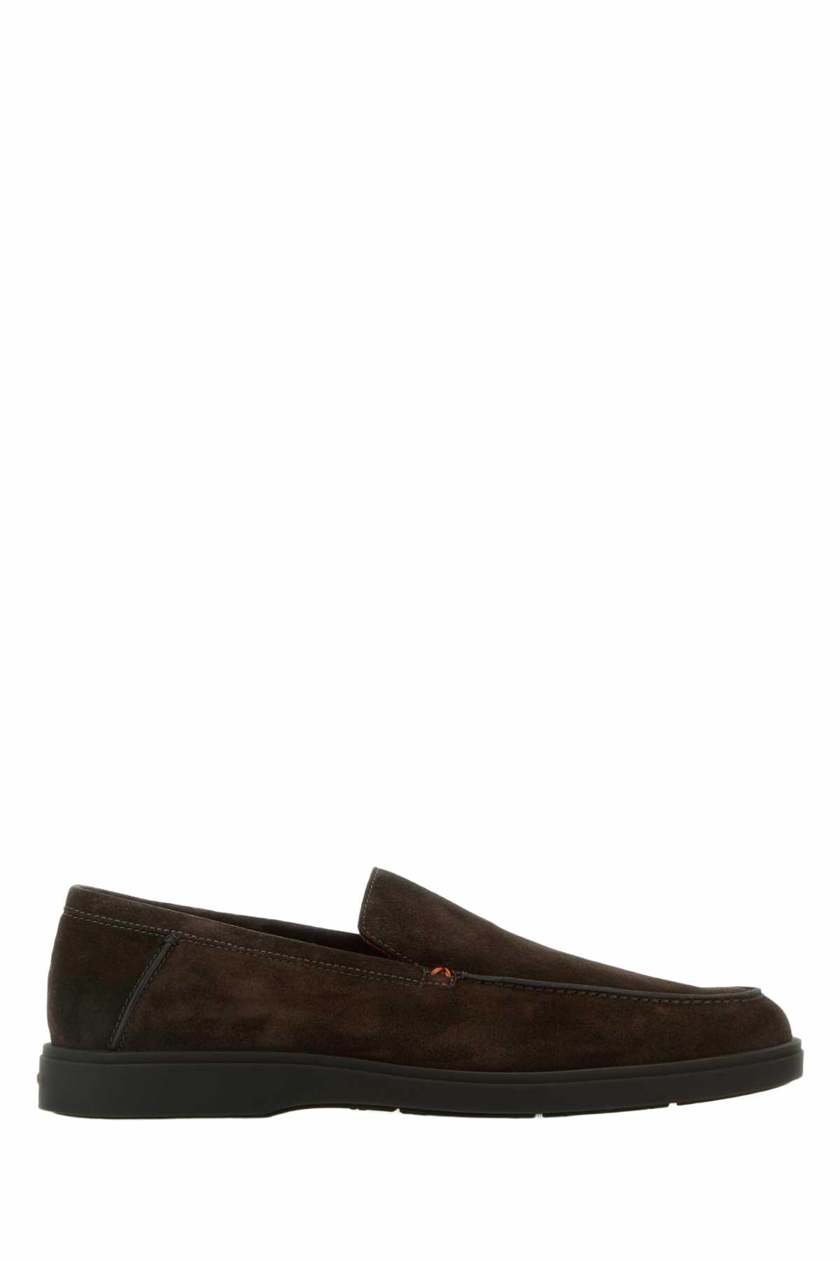Santoni Chocolate Suede Drain Loafers