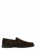 Santoni Chocolate Suede Drain Loafers