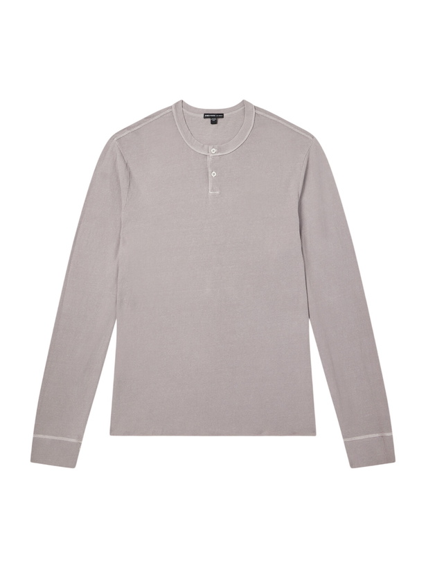 Photo: James Perse - Cotton-Jersey Henley T-Shirt - Gray