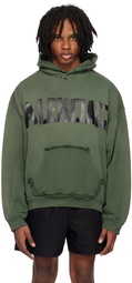 Balenciaga Green Tape Type Ripped Pocket Hoodie