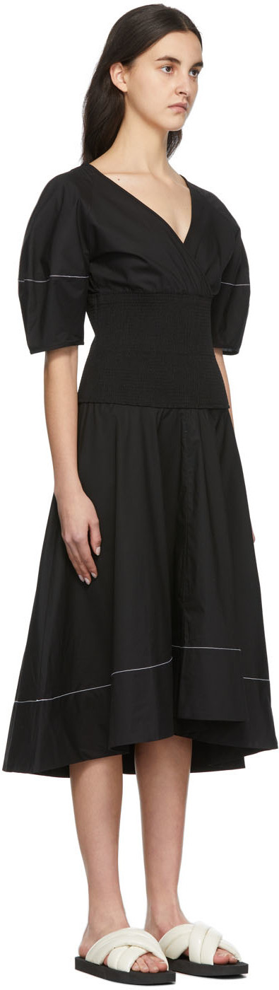 Proenza Schouler Black Smocked Poplin Dress Proenza Schouler