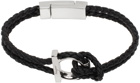 Ferragamo Black Braided Gancini Bracelet