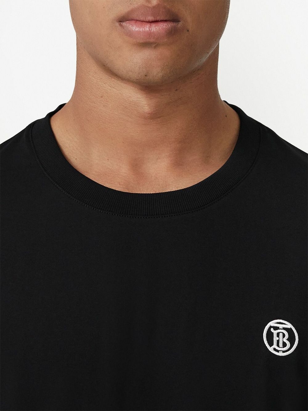 Burberry Black Embroidered Logo Cotton T-Shirt Burberry