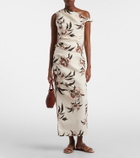 SIR Floral asymmetric linen top
