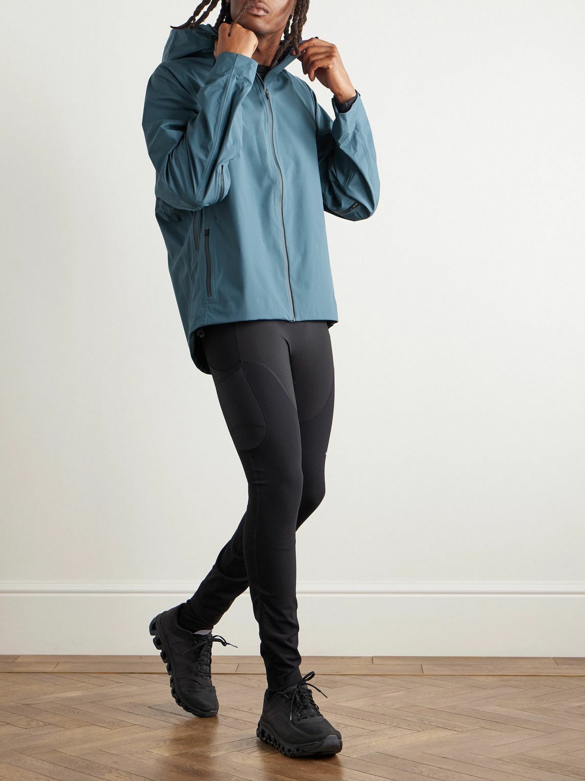 DISTRICT VISION - Logo-Appliquéd Shell Hooded Jacket - Blue