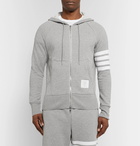 Thom Browne - Striped Loopback Cotton-Jersey Zip-Up Hoodie - Gray